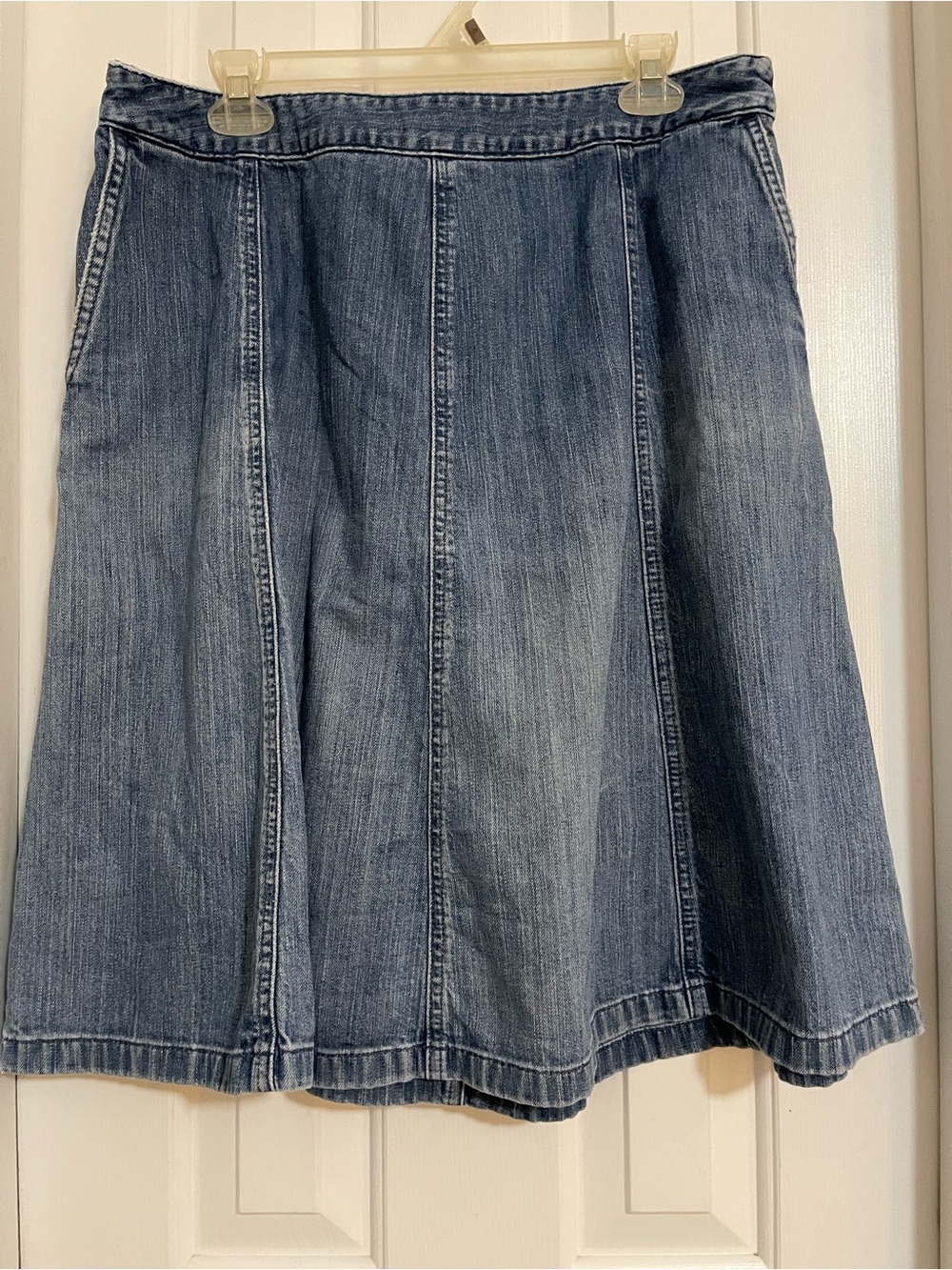 L.L. Bean Washed Blue Denim A-Line Skirt